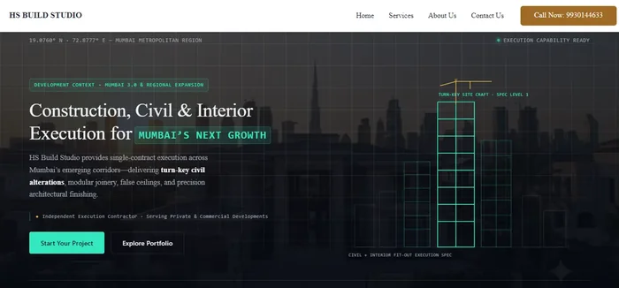 HS Build Studio website designed by Clickin