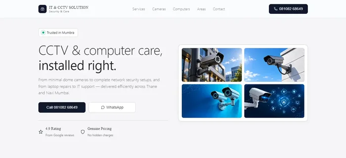 IT & CCTV Care website designed by Clickin